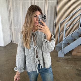 Strickjacke Schleifen - Grau