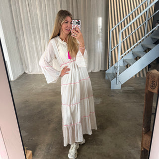 Boho Maxi Kleid - Weiß
