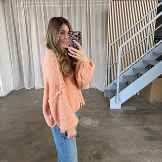 Chunky Strickjacke - Coral