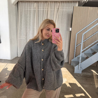 Oversized Strickjacke - Dunkelgrau