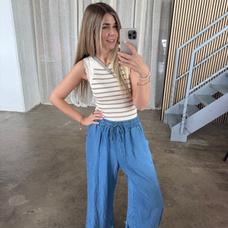 Jeans Stoff Hose - Dunkel