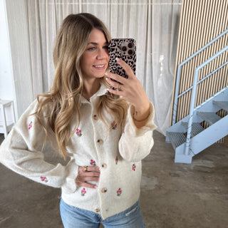 Rüschen Strickjacke Flowers