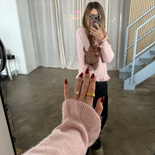 Strickjacke Rüschen Ärmel - Rosa