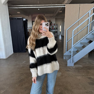 Pullover Soft Blocks - Creme x Schwarz