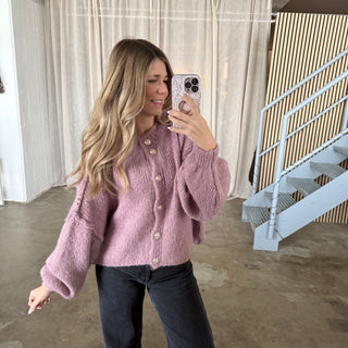 Chunky Strickjacke - Pflaume