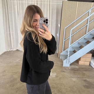 Basic Strickjacke - Schwarz