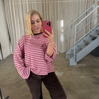 Oversize Longsleeve Stripes -  Berry x Rosa