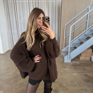 Oversized Pulli - Dunkelbraun