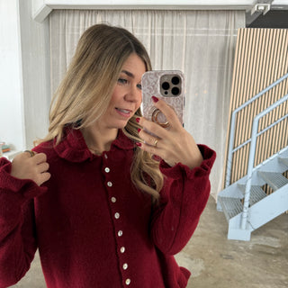 Rüschen Strickjacke - Bordeaux