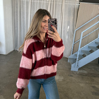 Blocks Zipp Jacke - Bordeaux x Rosa