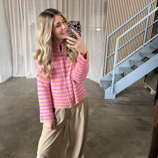 Big Stripes Zipp Jacke - Pink x Coral