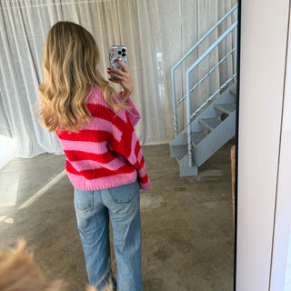 Strickjacke Mila - Rot x Pink