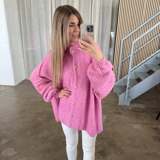 Oversized Strickjacke - Pink