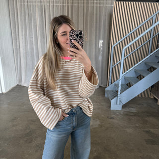 Oversize Longsleeve Stripes -  Beige x Coral