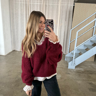 Spitzen Pulli - Bordeaux