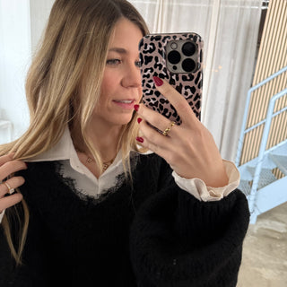 Spitzen Pulli - Schwarz