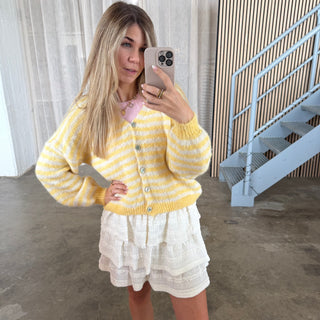 Stripes Strickjacke - Creme x Gelb