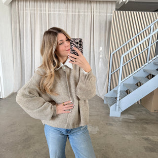 Strickjacke Single Button - Beige
