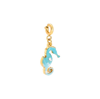Tiny Charm Blue Seahorse | Gold