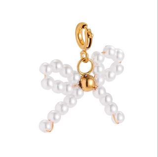 Tiny Charm Pearl Bow | Gold