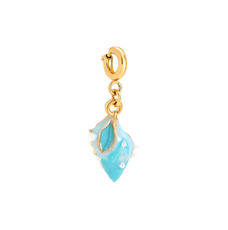 Tiny Charm Blue Seashell | Gold