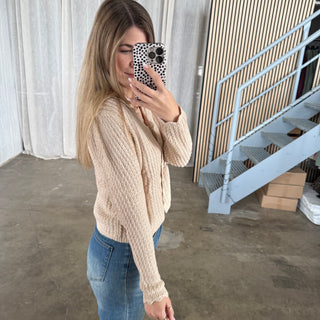 Langarm Strickoberteil - Beige