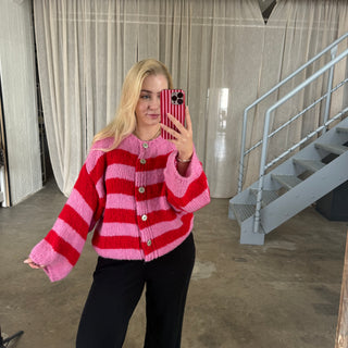 Strickjacke Mila - Rot x Pink
