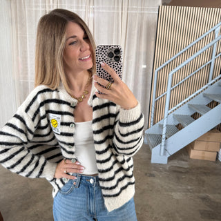 Smile Strickjacke - Creme x Schwarz