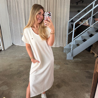 Oversize Kleid Molly - V Neck Creme