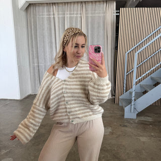 Stripes Strickjacke - Creme x Beige