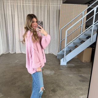 Midsize Strickjacke Perlmutt - Rosa
