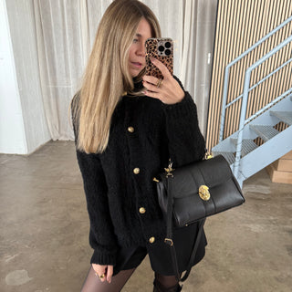 Strickjacke Boucle - Schwarz