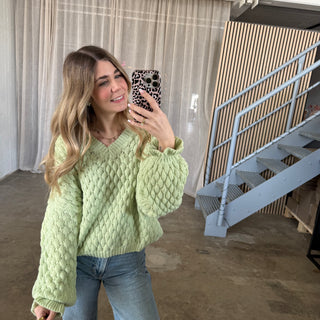 Pops Pulli V-Ausschnitt - Matcha