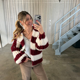 Strickjacke Lima - Bordeaux x Creme
