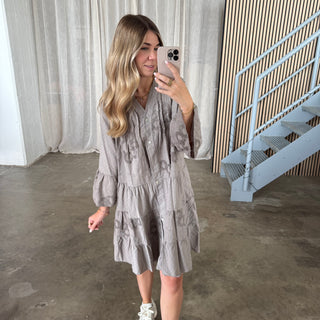 Big Flower Dress - Taupe