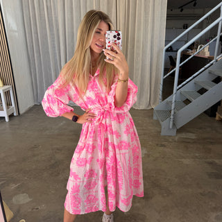 Kleid Bella -  Weiß x Pink