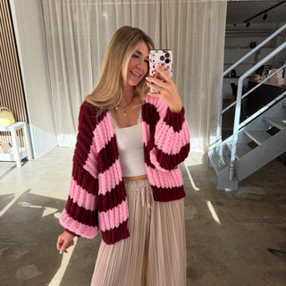 Strickjacke Lima - Rosa x Bordeaux