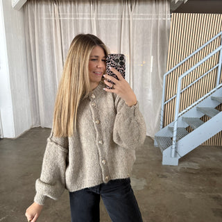 Chunky Strickjacke - Beige