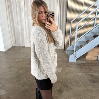 Strickjacke Boucle - Creme