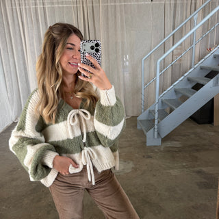 Strickjacke Bella - Olive x Creme