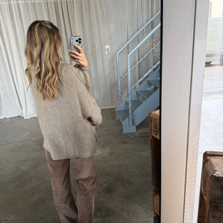 Oversized Strickjacke - Beige