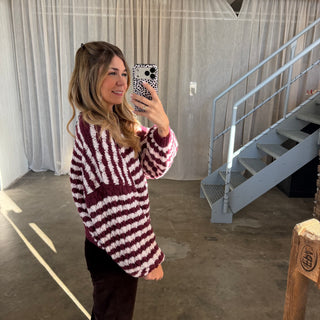 Pops Pulli Stripes - Bordeaux