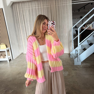 Strickjacke Lima - Rosa x Butter Yellow