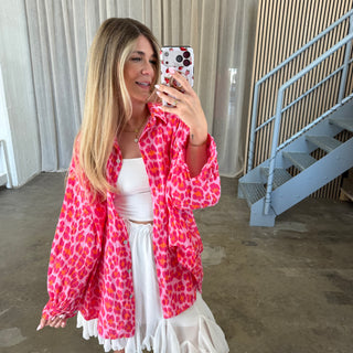 Oversize Musselinbluse Big Leo - Pink x Rosa