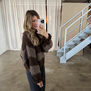 Pullover Cute Waves - Braun x Taupe