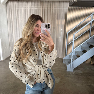 Musselinbluse Hearts - Beige