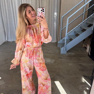 Off Shoulder Top Tropical - Rosa