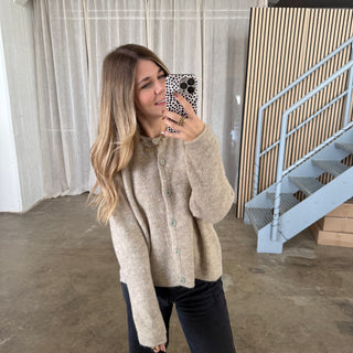 Basic Strickjacke - Beige
