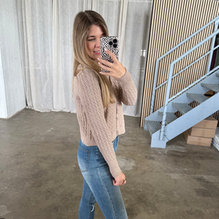 Strickjacke geflochten - Beige