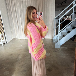 Strickjacke Lima - Rosa x Butter Yellow